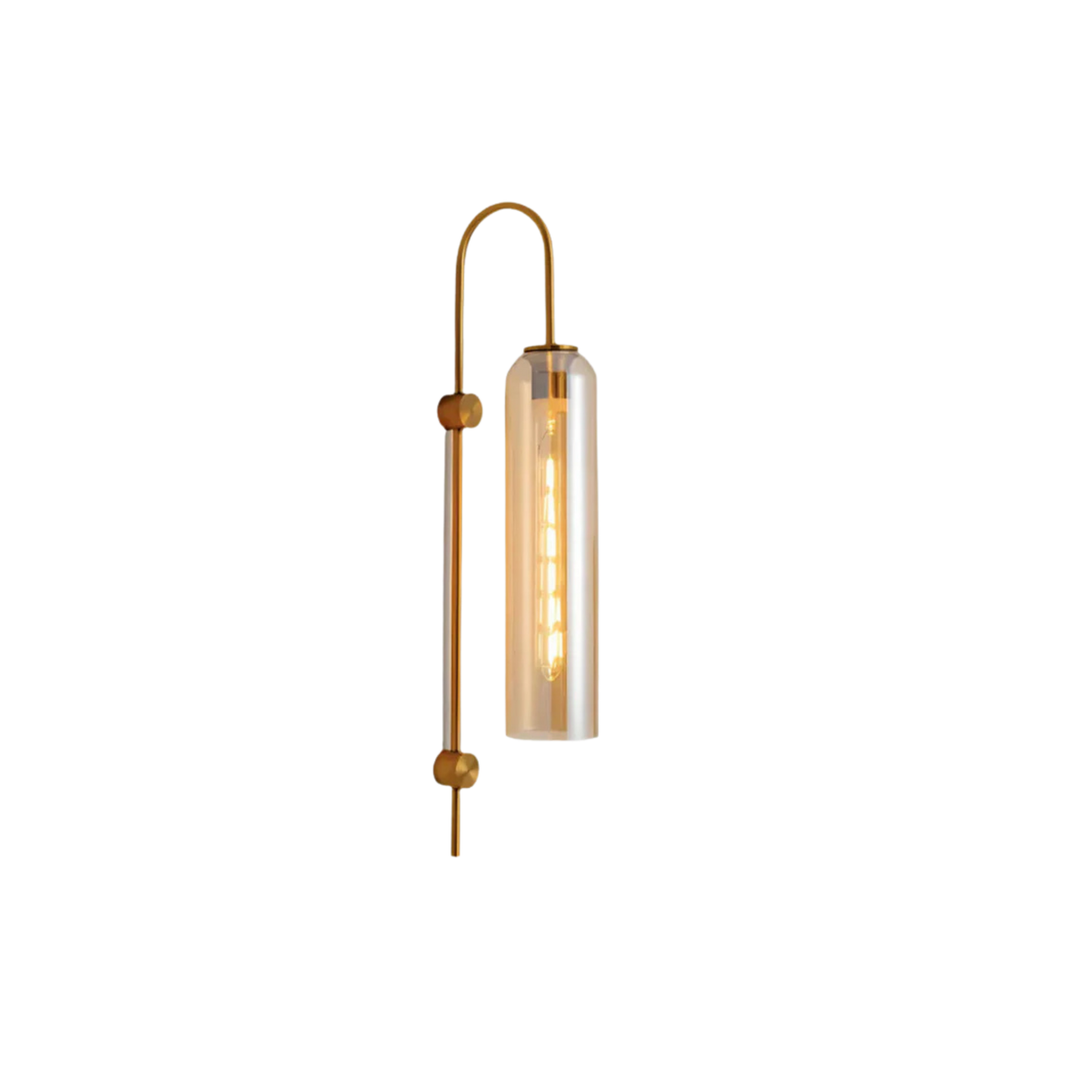 Modern Tinted Glass Cylinder Wall Light Gold Wall Sconce