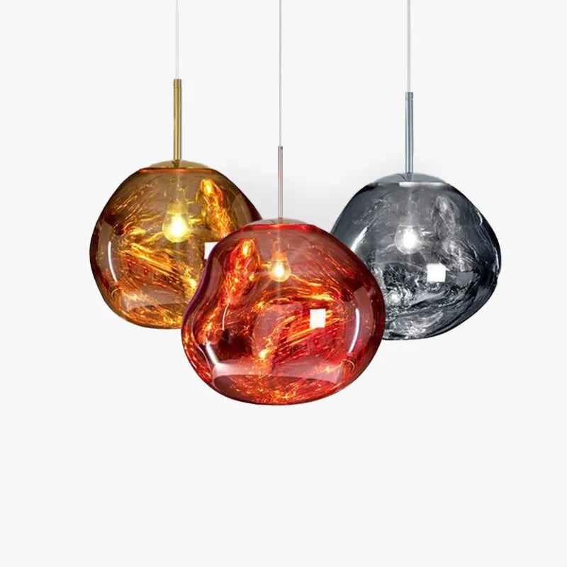 Molten Melt Effect Pendant Light Amber Red Smoke Grey Ceiling Light