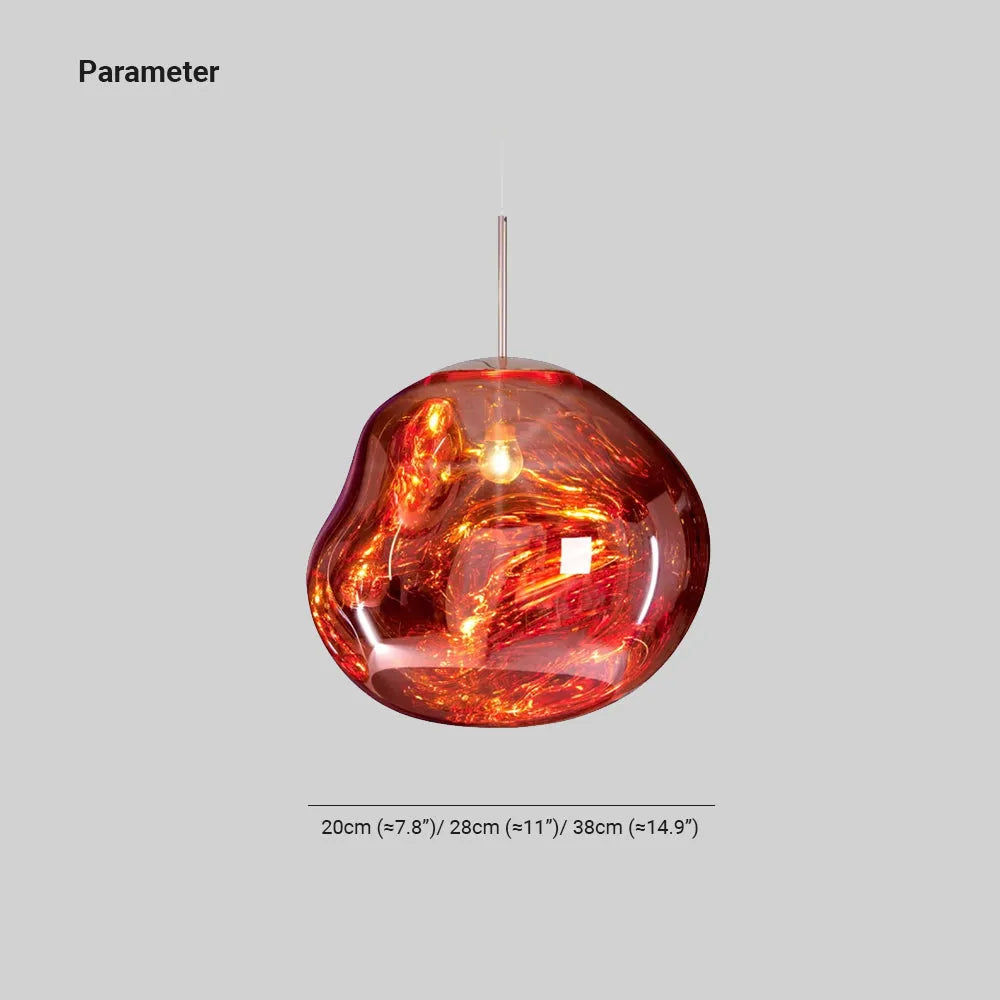 Molten Melt Effect Pendant Light Amber Red Smoke Grey Ceiling Light