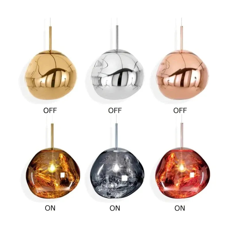 Molten Melt Effect Pendant Light Amber Red Smoke Grey Ceiling Light