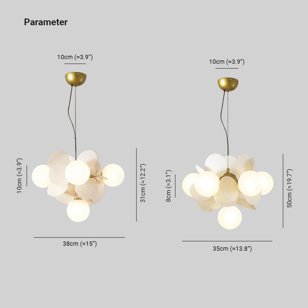 Multicolour Glass Globe Branch Chandelier Botanical Living Room Ceiling Light