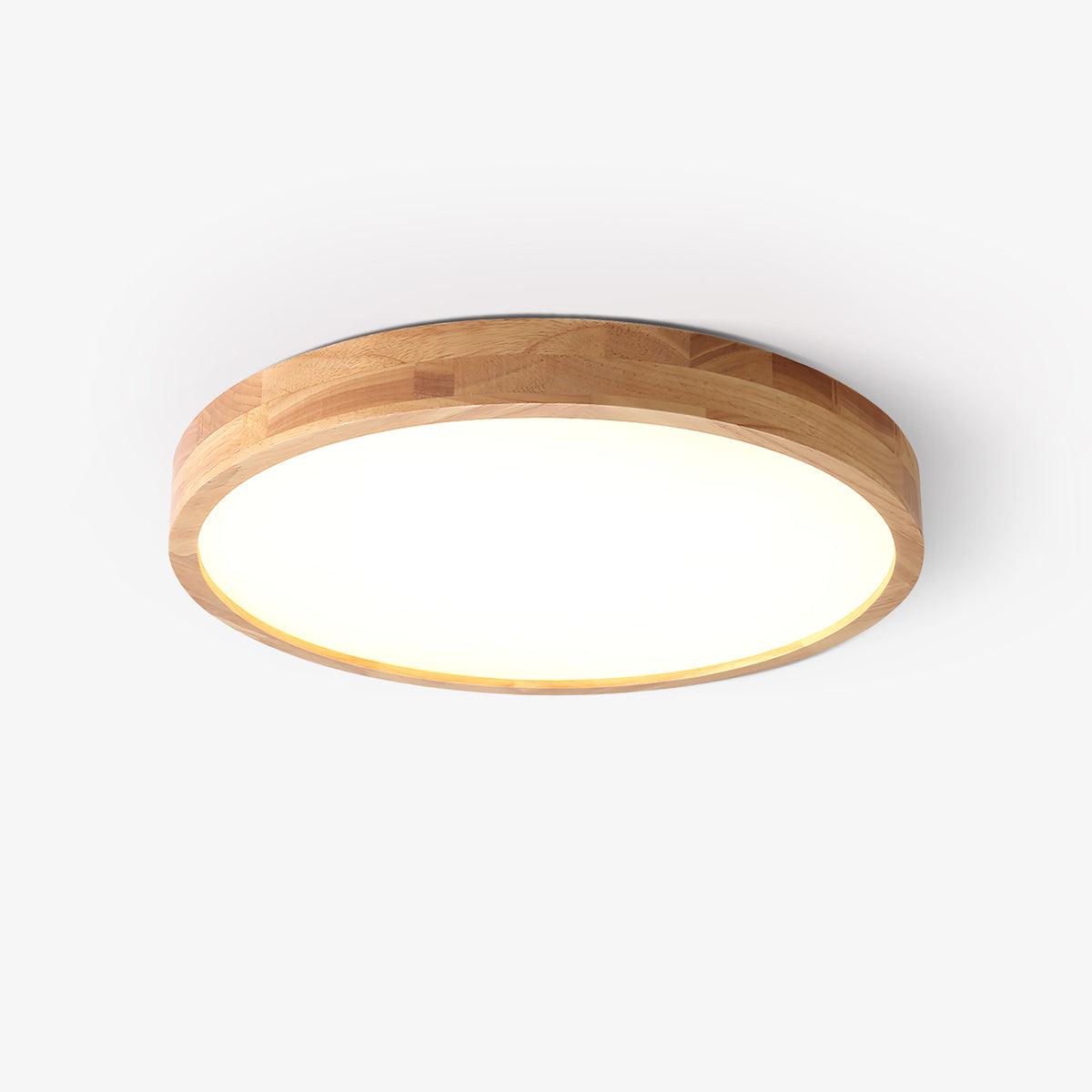 Nordic Solid Wood Round Minimalist LED Flush Mount Ceiling Light