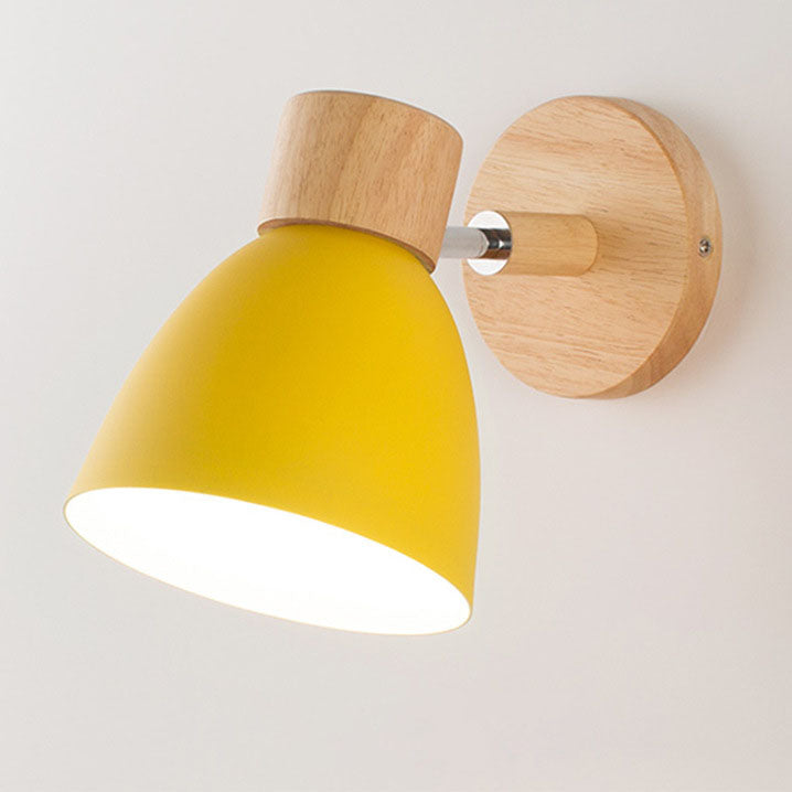 Nordic Wood And Metal Cone Adjustable Wall Light
