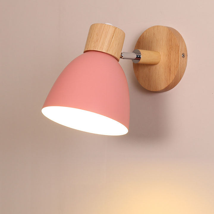 Nordic Wood And Metal Cone Adjustable Wall Light