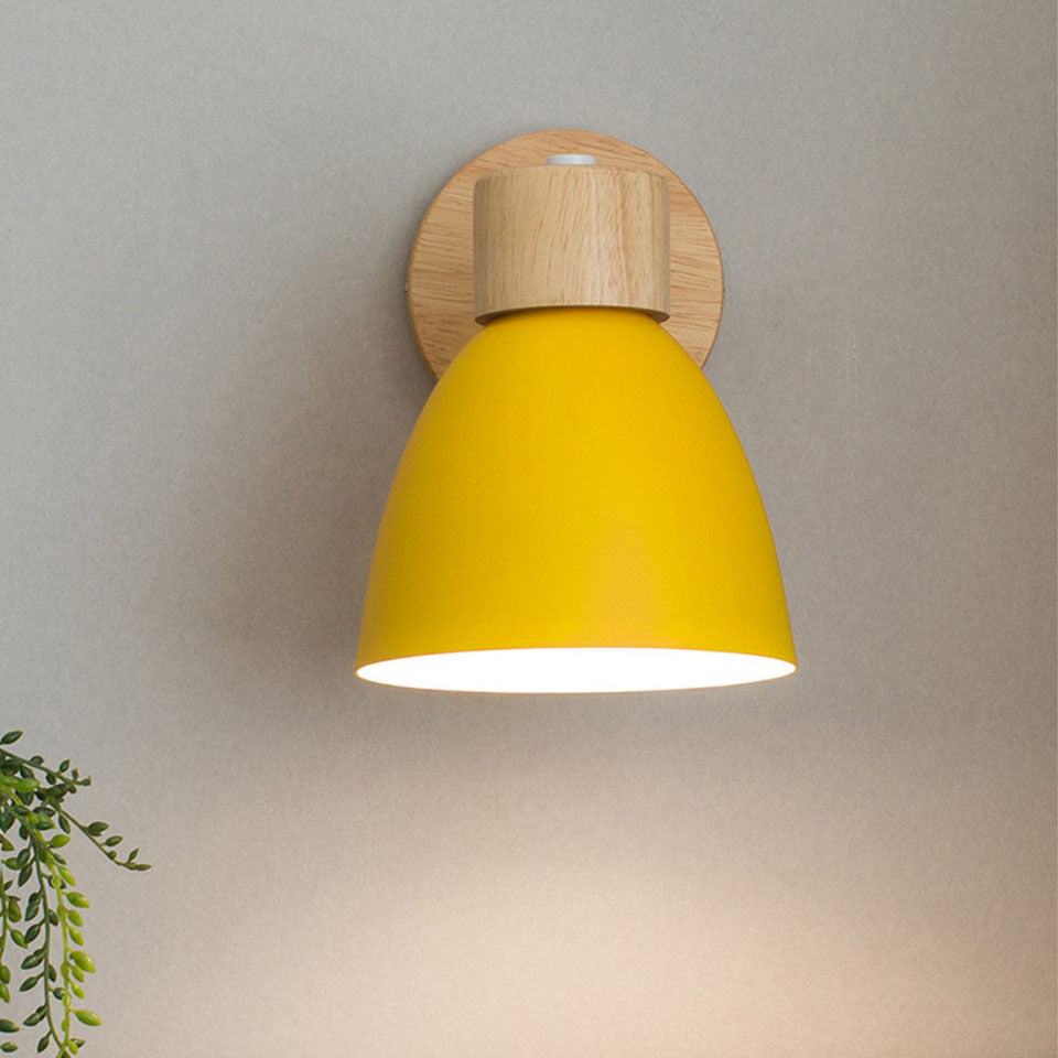 Nordic Wood And Metal Cone Adjustable Wall Light