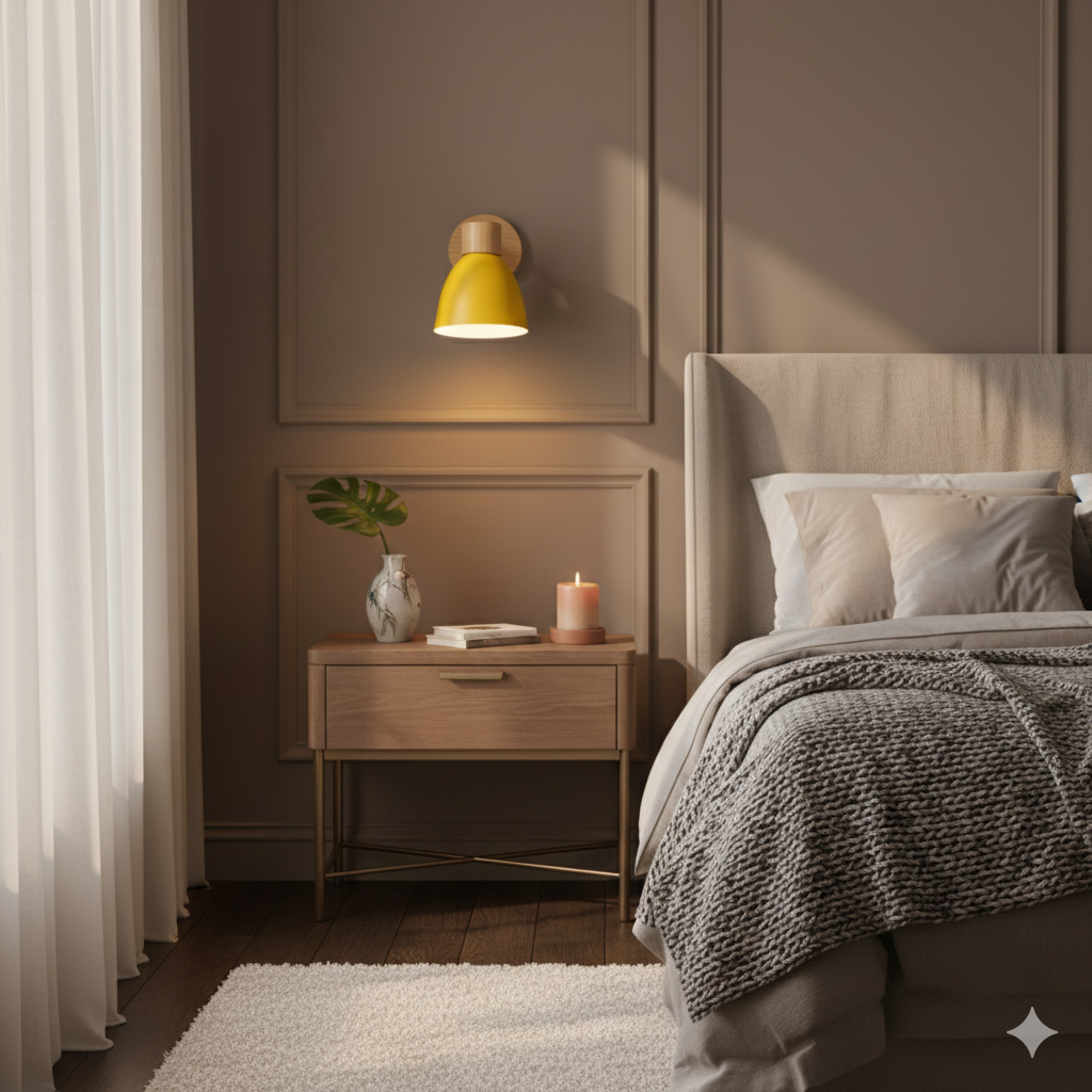 Nordic Wood And Metal Cone Adjustable Wall Light