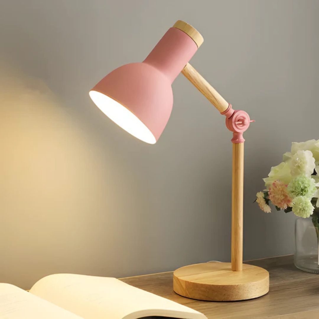 Nordic Wooden Adjustable Arm Desk Table Lamp