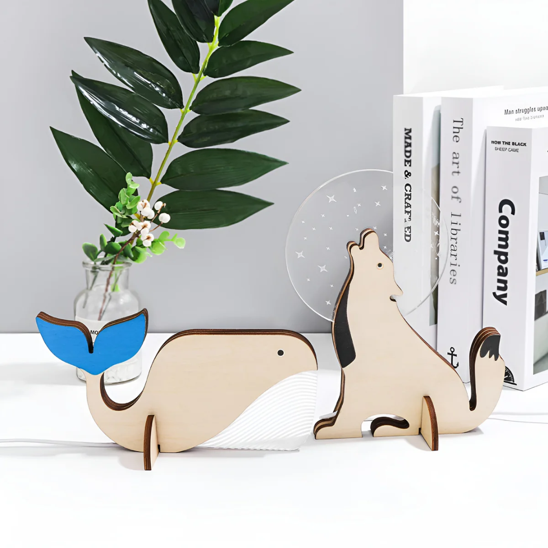 Nordic Wooden Animal Table Lamp USB Powered Warm White LED