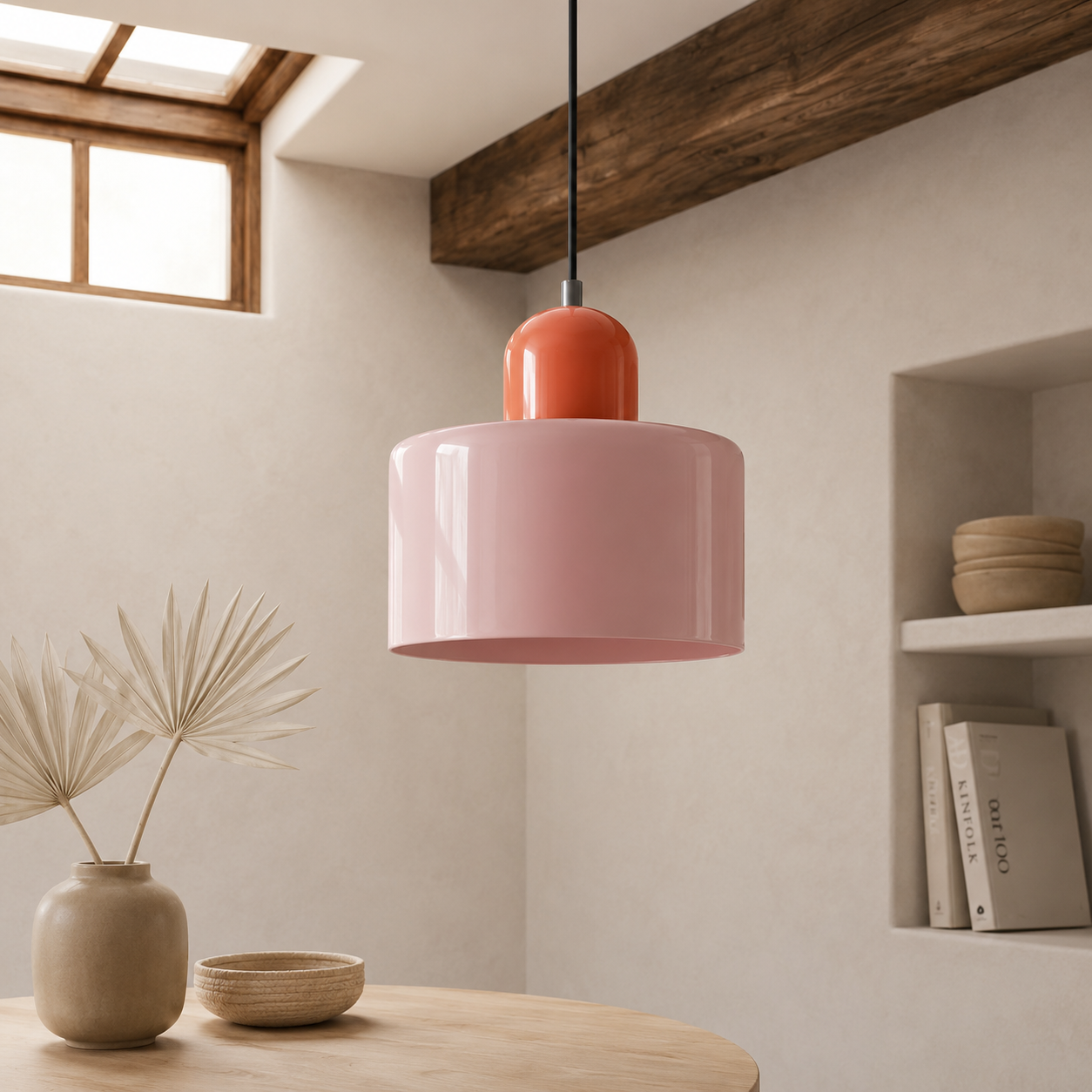 Glass Drum Pendant Light