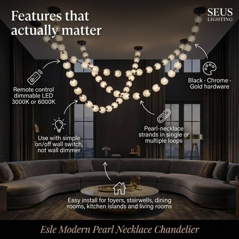Esle Modern Pearl Necklace Chandelier