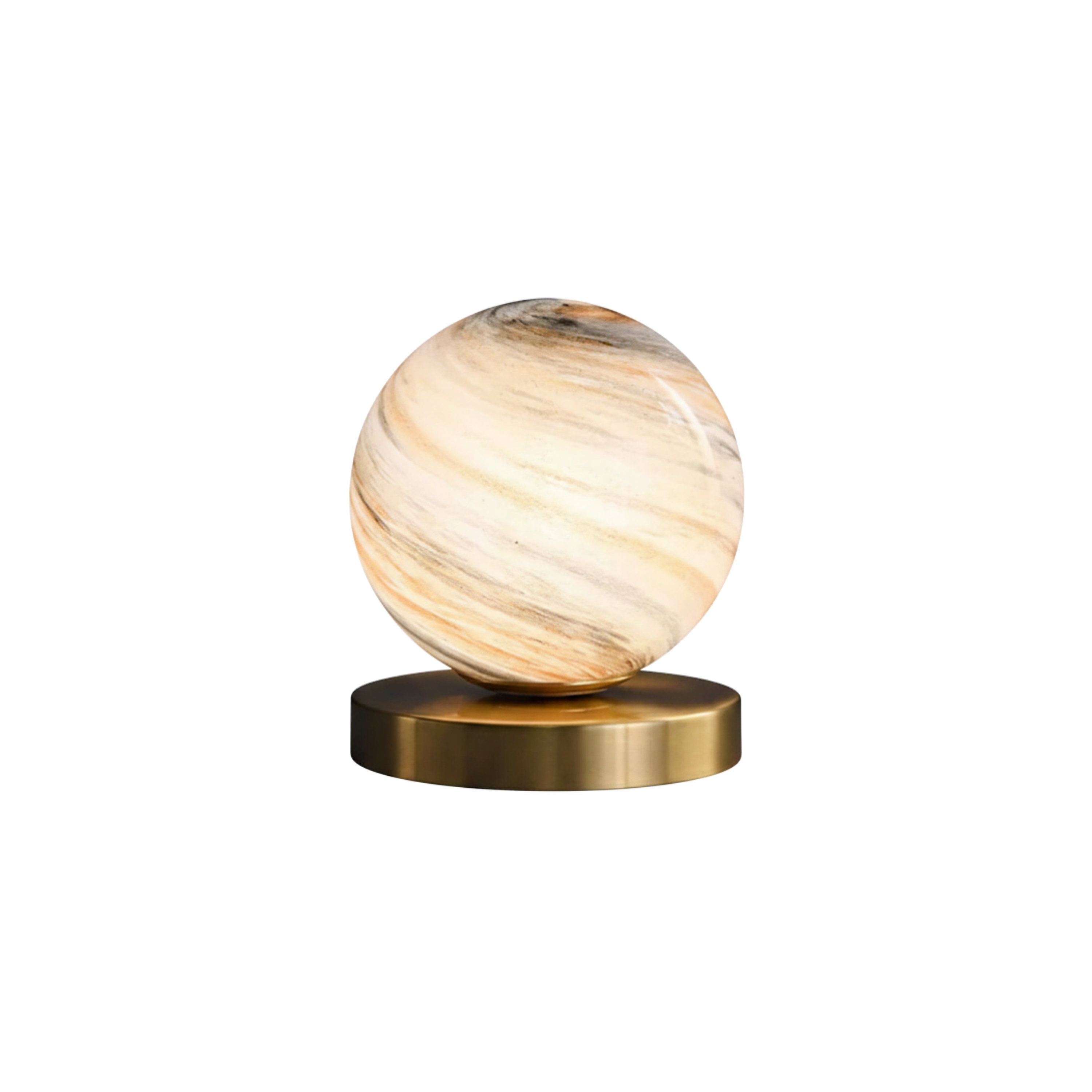 Planet Glass Globe Table Lamp Copper Base Warm White LED Bedside Lamp