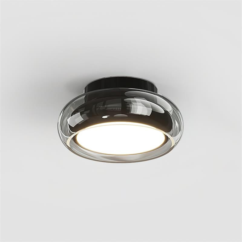Retro Amber Glass Round Flush Mount Ceiling Light