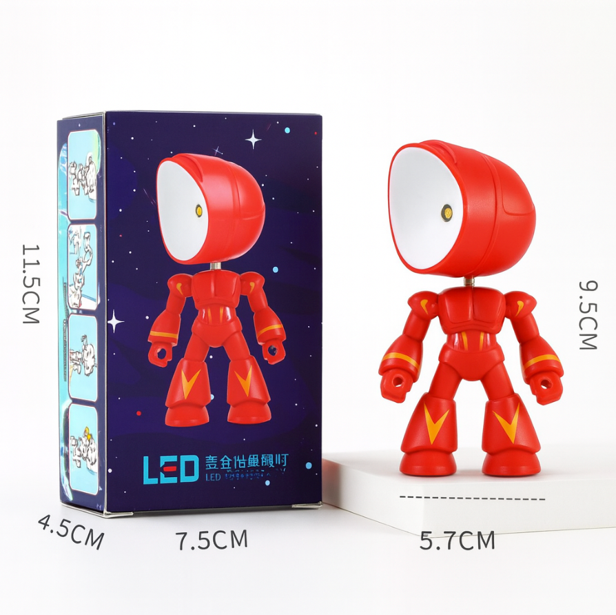 Robot Shaped Battery Operated LED Table Lamp Cordless Desk Light