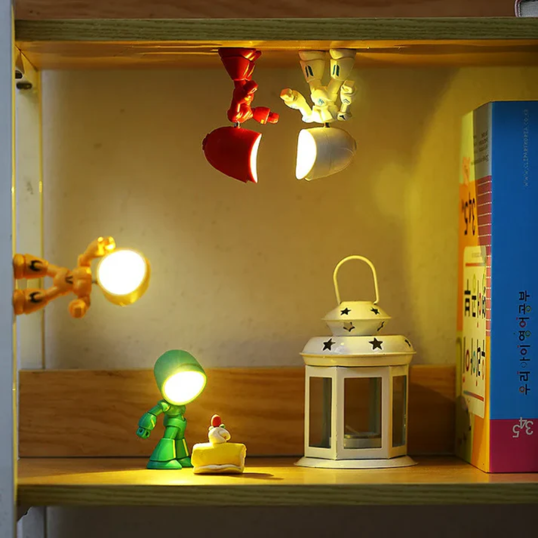 Robot Shaped Battery Operated LED Table Lamp Cordless Desk Light
