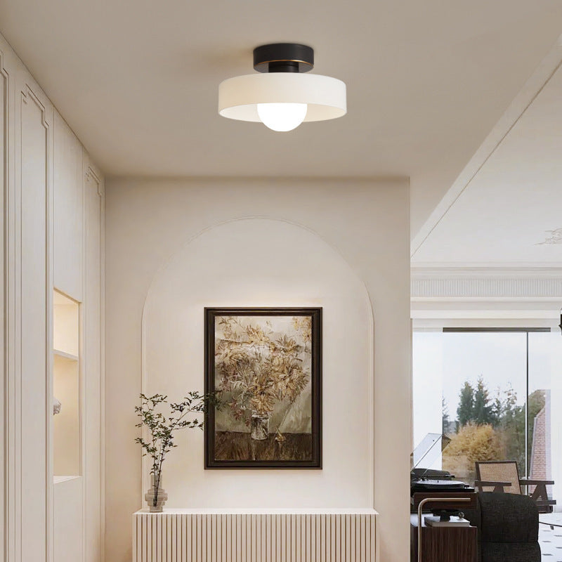 Round Glass LED Semi Flush Ceiling Light With Globe