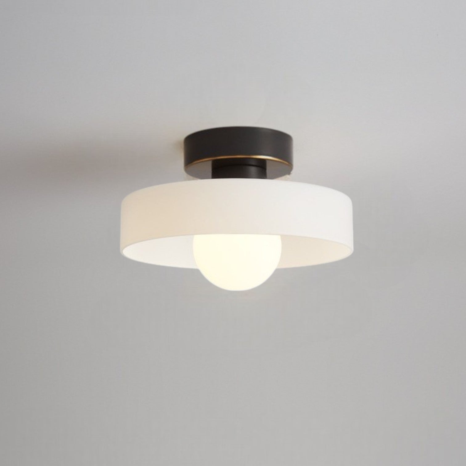 Round Glass LED Semi Flush Ceiling Light With Globe