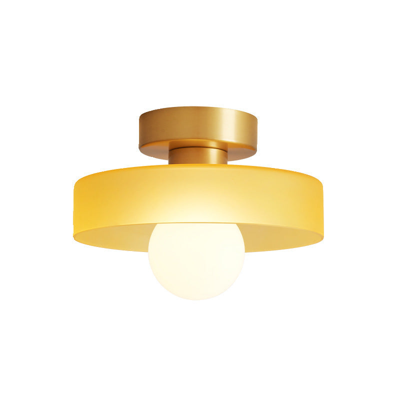 Round Glass LED Semi Flush Ceiling Light With Globe