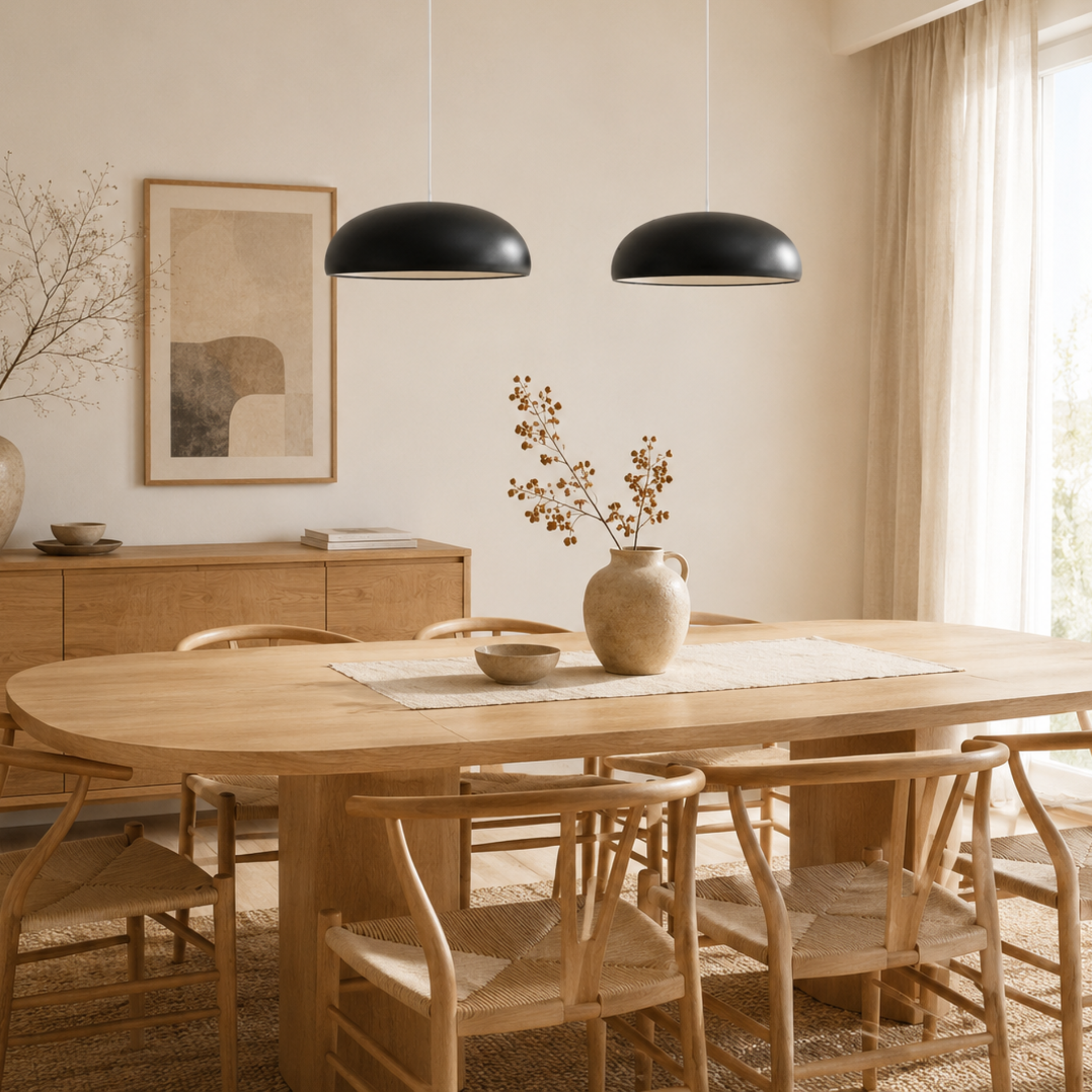 Scandi Minimalist Aluminium Dome Pendant Light