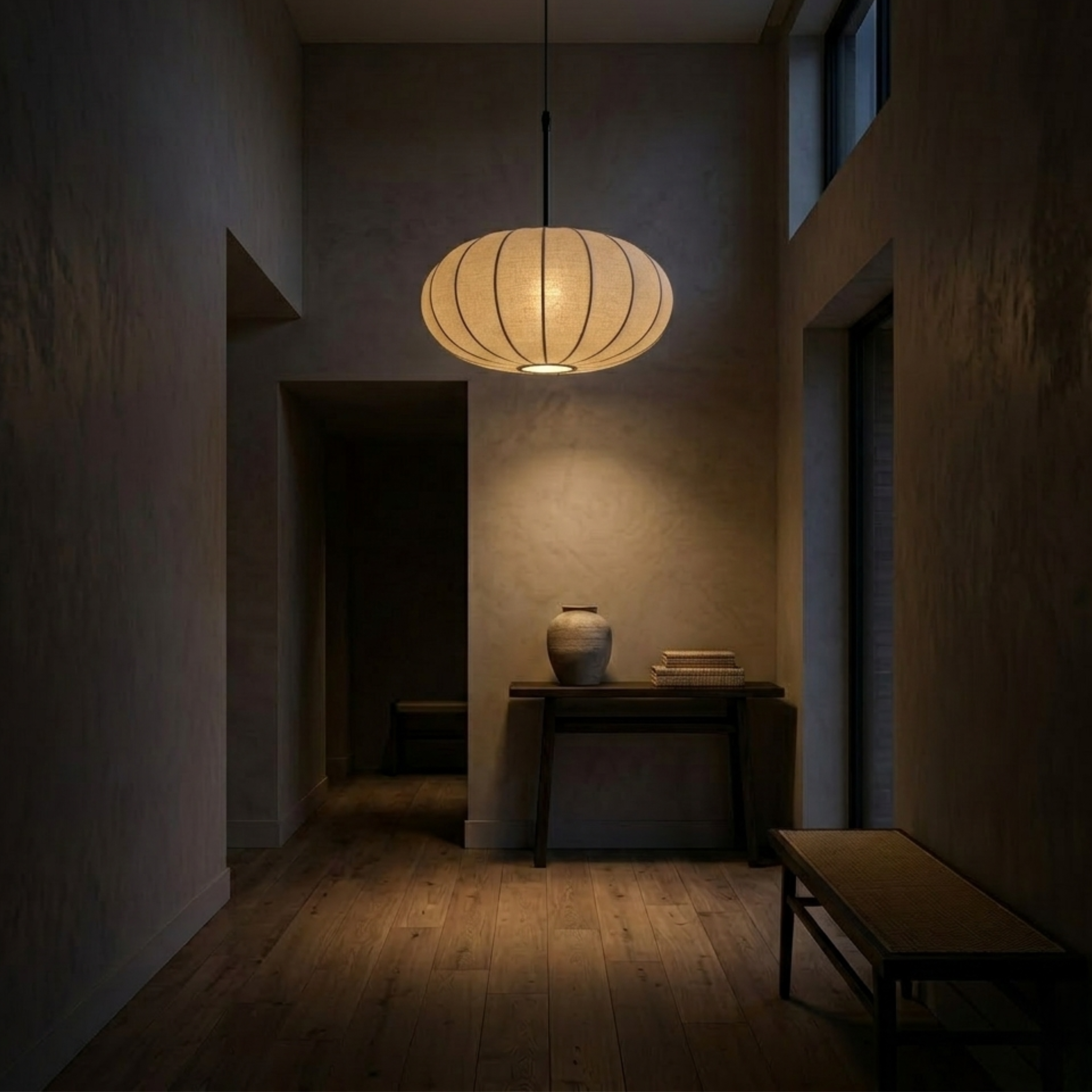 Scandi White Silk Oval Pendant Light