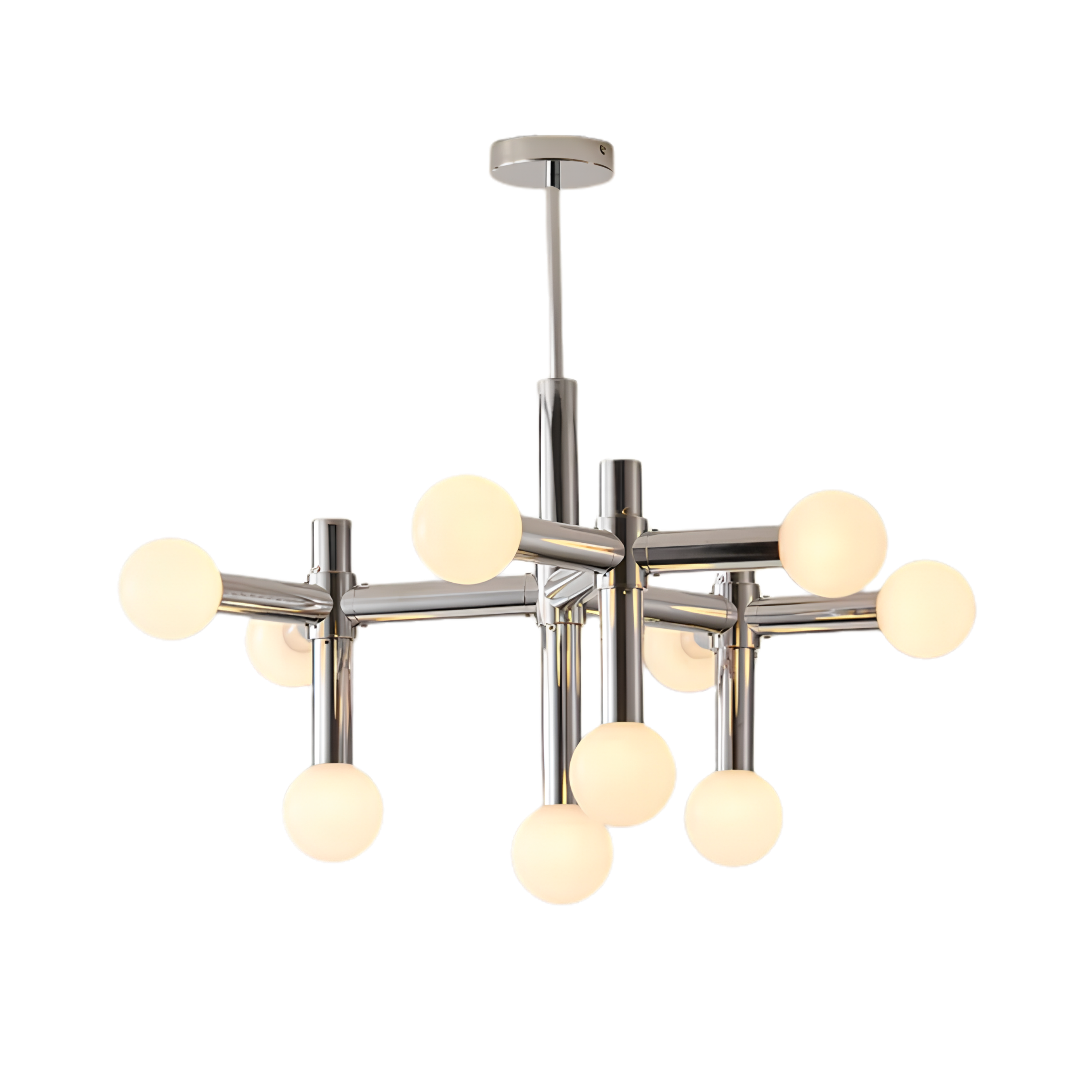 Scandinavian Chrome Multi Arm Opal Globe LED Ceiling Light