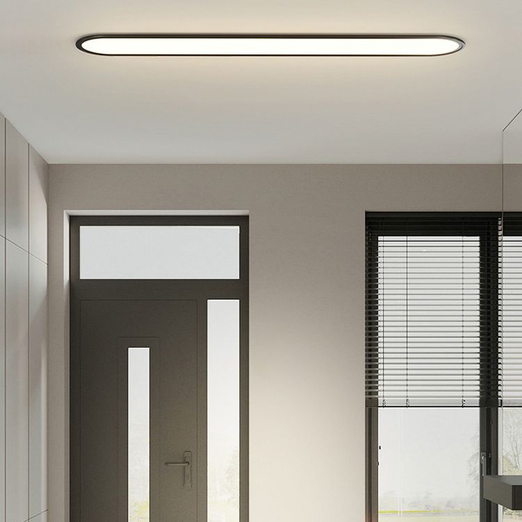 Slim Oval LED Flush Mount Ceiling Light Minimalist Black And White