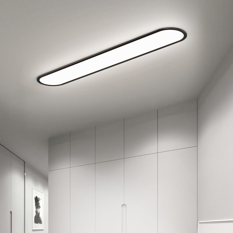 Slim Oval LED Flush Mount Ceiling Light Minimalist Black And White