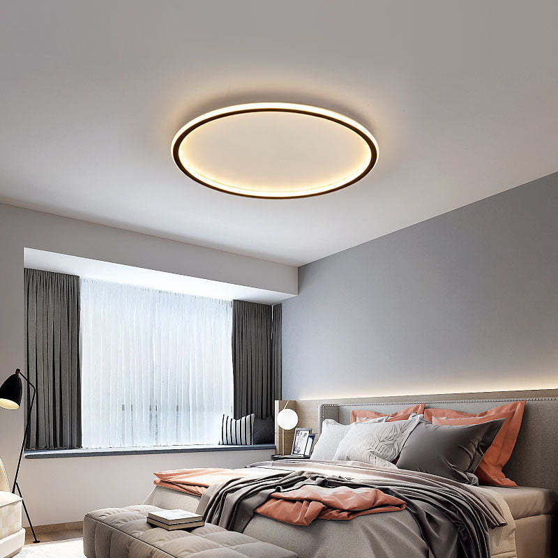 Slim Round Ring LED Flush Mount Ceiling Light Black And White