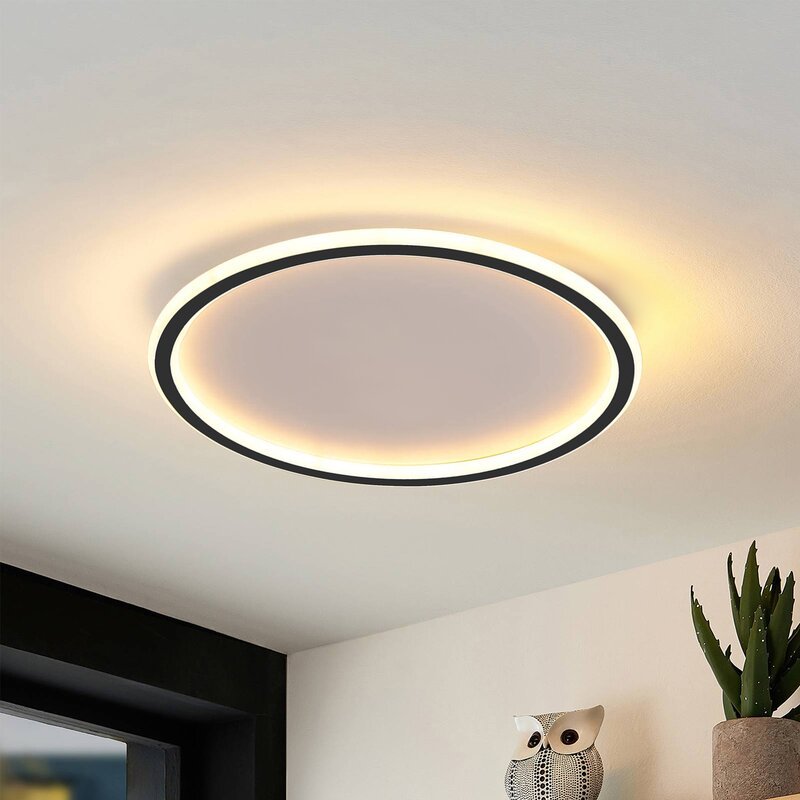 Slim Round Ring LED Flush Mount Ceiling Light Black And White
