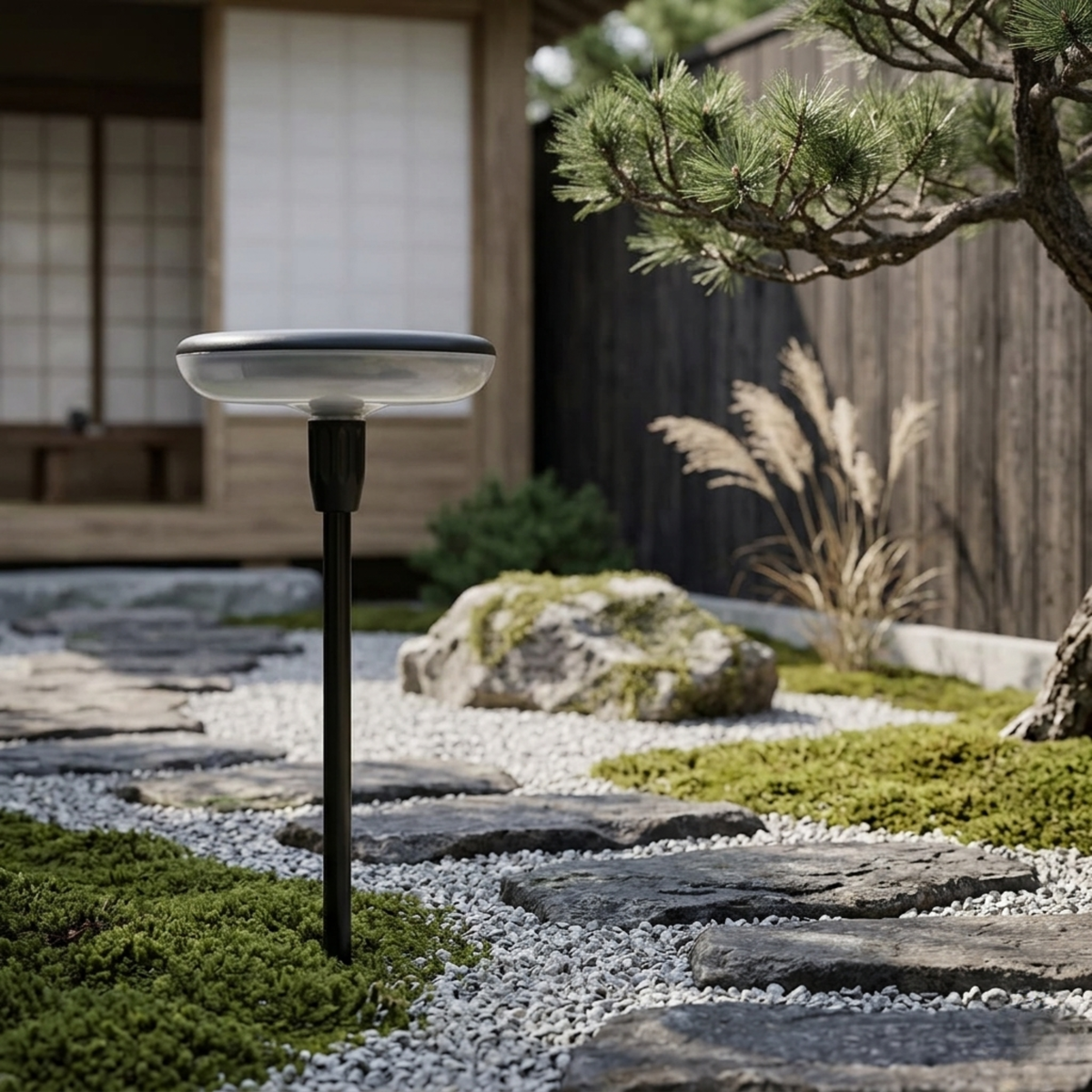 Solar Garden Lights Set of 6 Black Mushroom Stake Path Lights