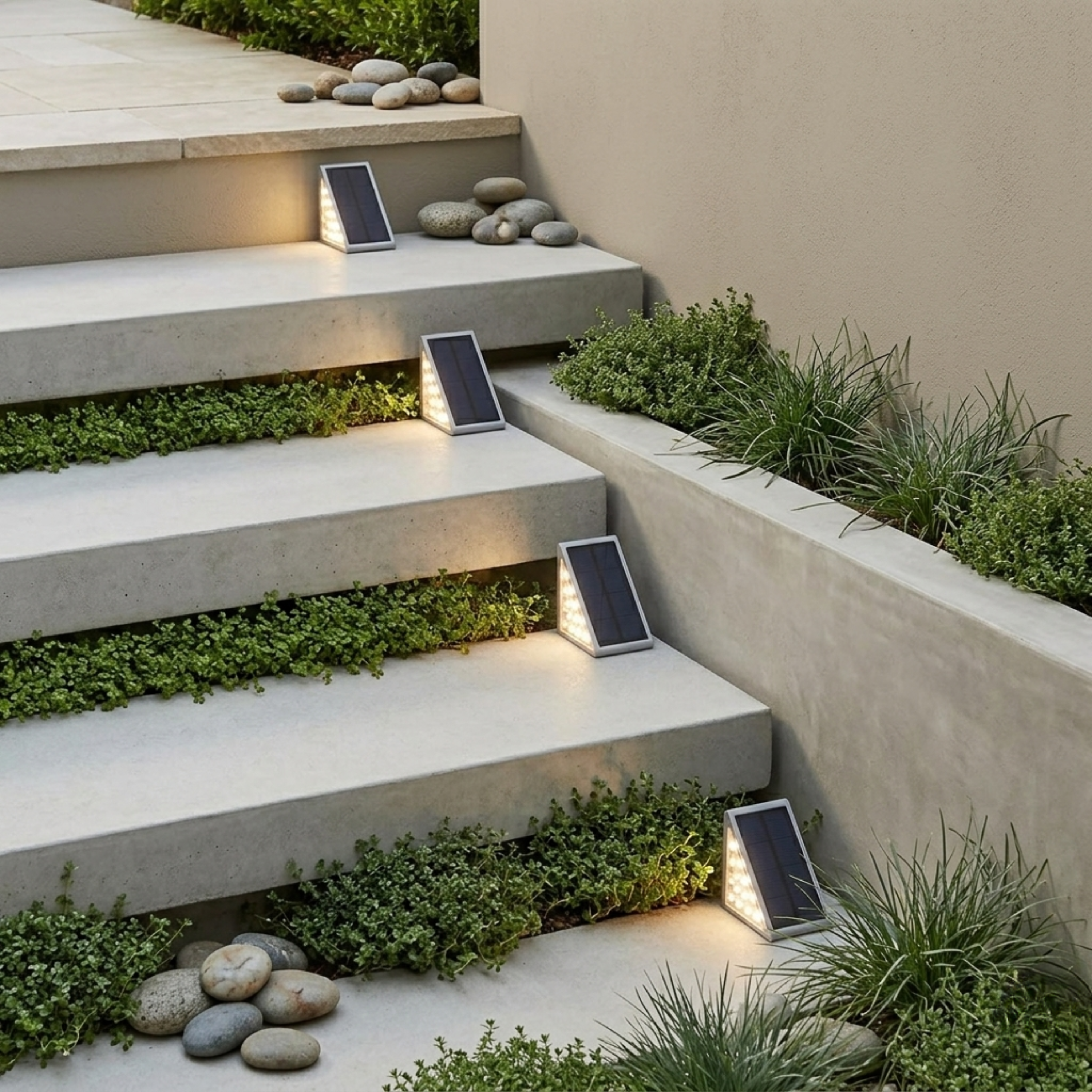 Solar LED Step Lights Outdoor Garden Stair and Path Lights Warm White