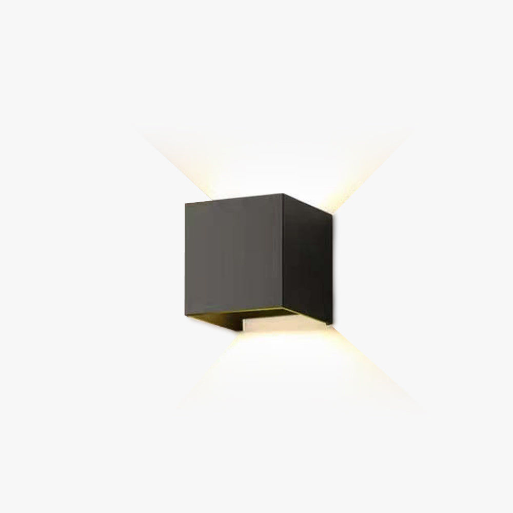 Square Up And Down Outdoor Wall Light Modern Black LED Garden Sconce