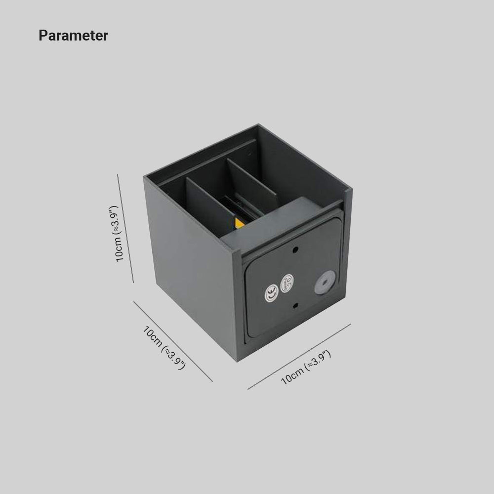 Square Up And Down Outdoor Wall Light Modern Black LED Garden Sconce