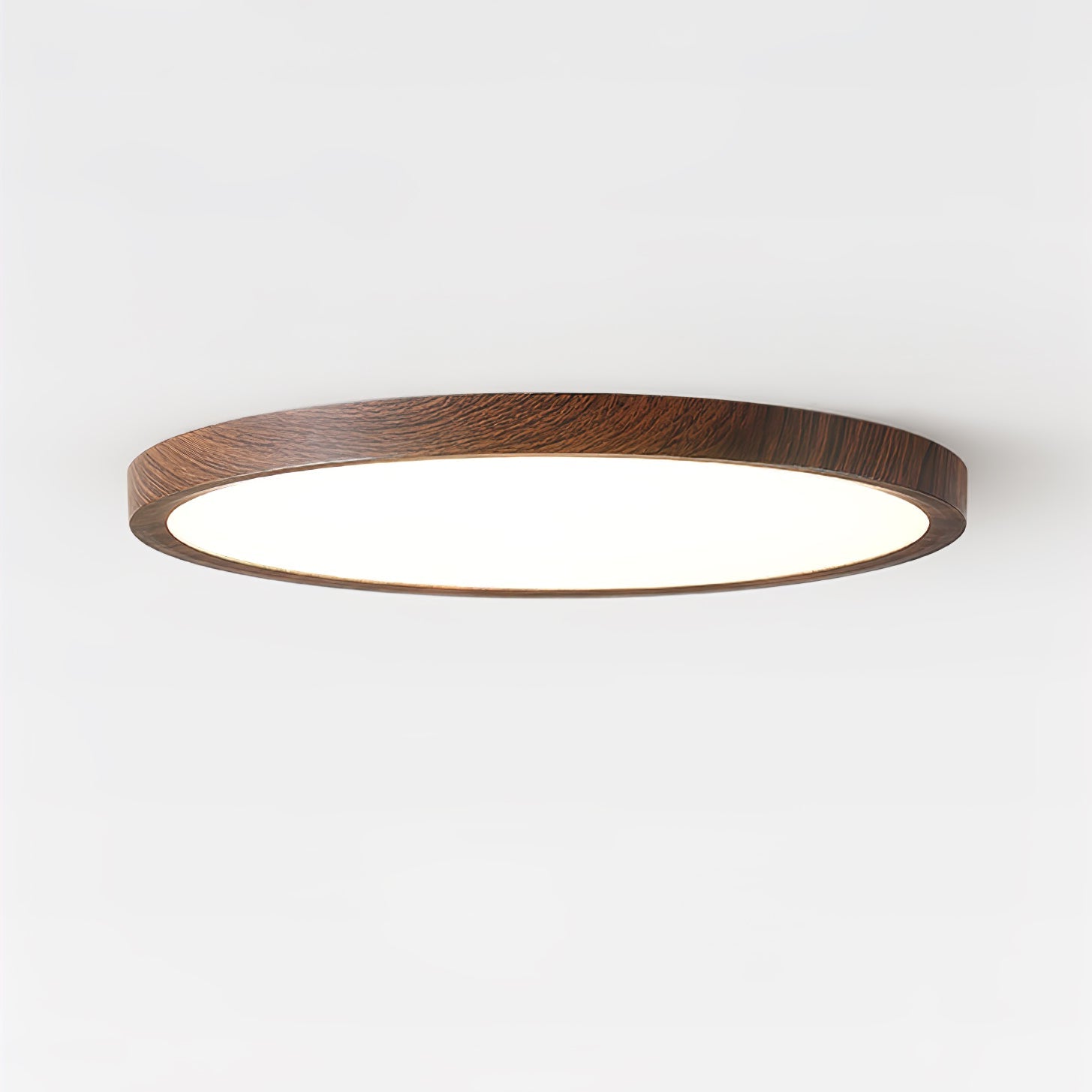 Ultrathin Round LED Flush Mount Ceiling Light Walnut Wood Effect Dimmable
