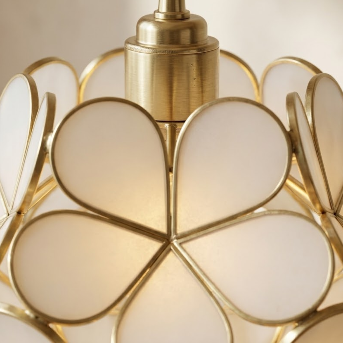 Vintage Flower Petal Tinted Glass Pendant Light