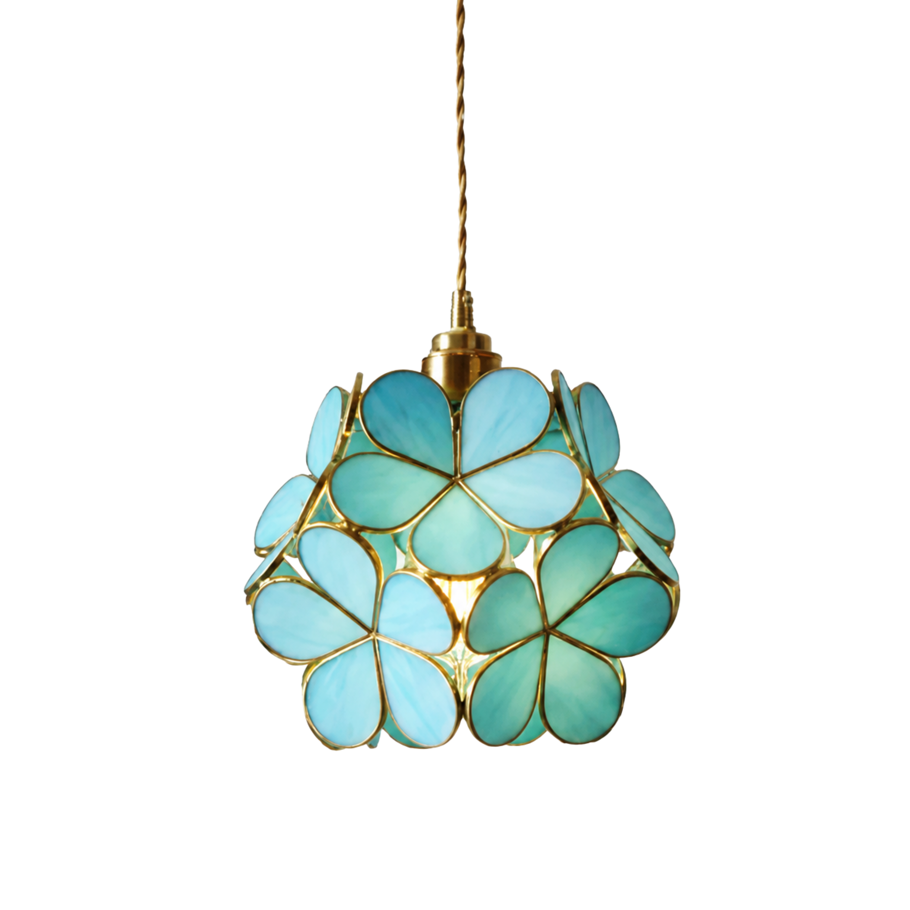 Vintage Flower Petal Tinted Glass Pendant Light