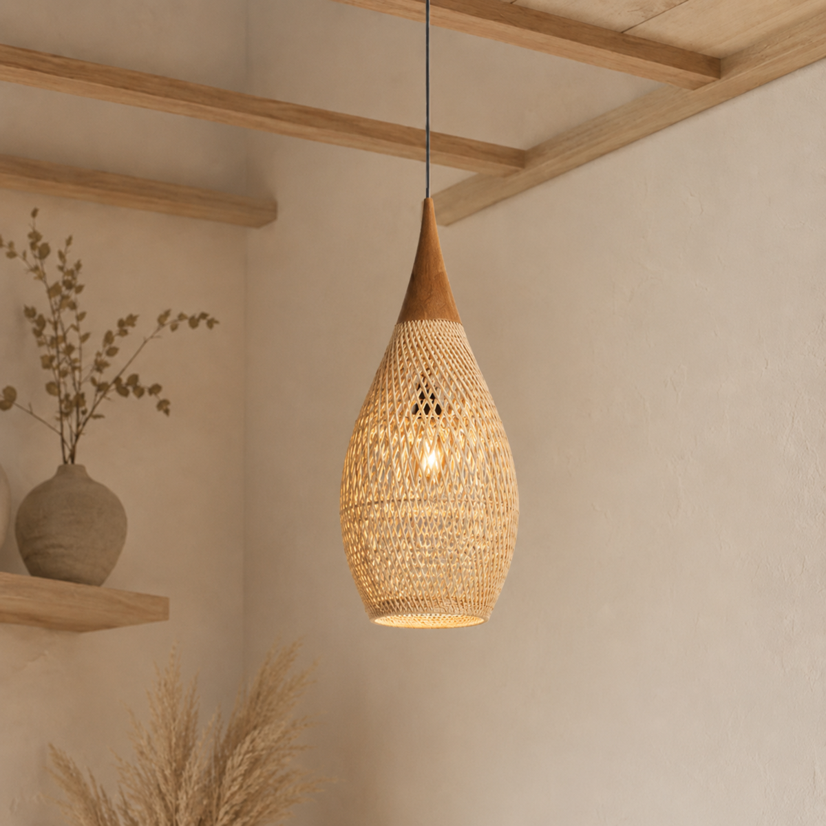 Vintage Rattan Ceiling Light