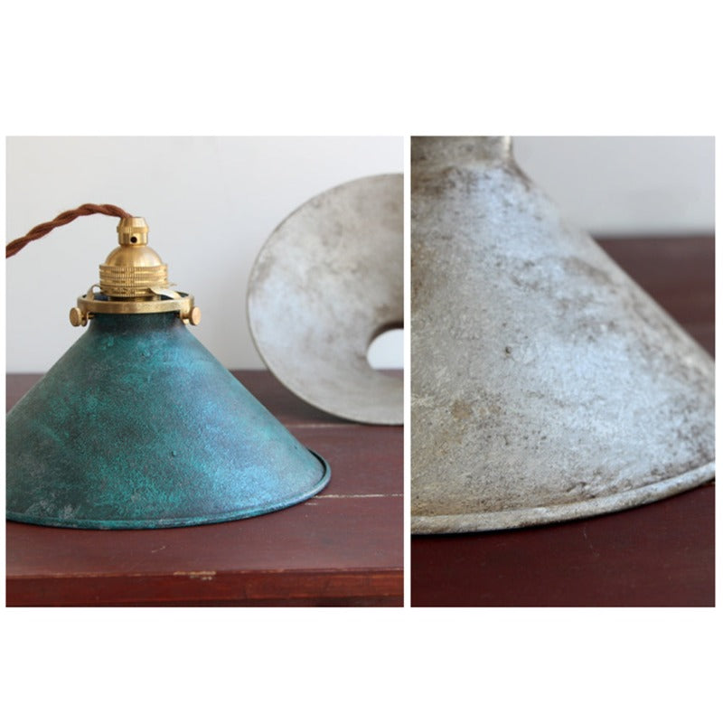 Vintage Rustic Cone Pendant Light Weathered Metal Shade