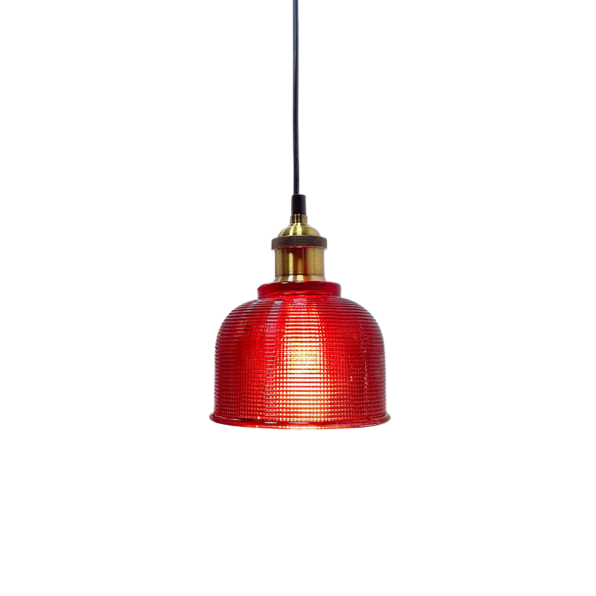 Vintage Tinted Glass Pendant Light Ribbed Bell Shade