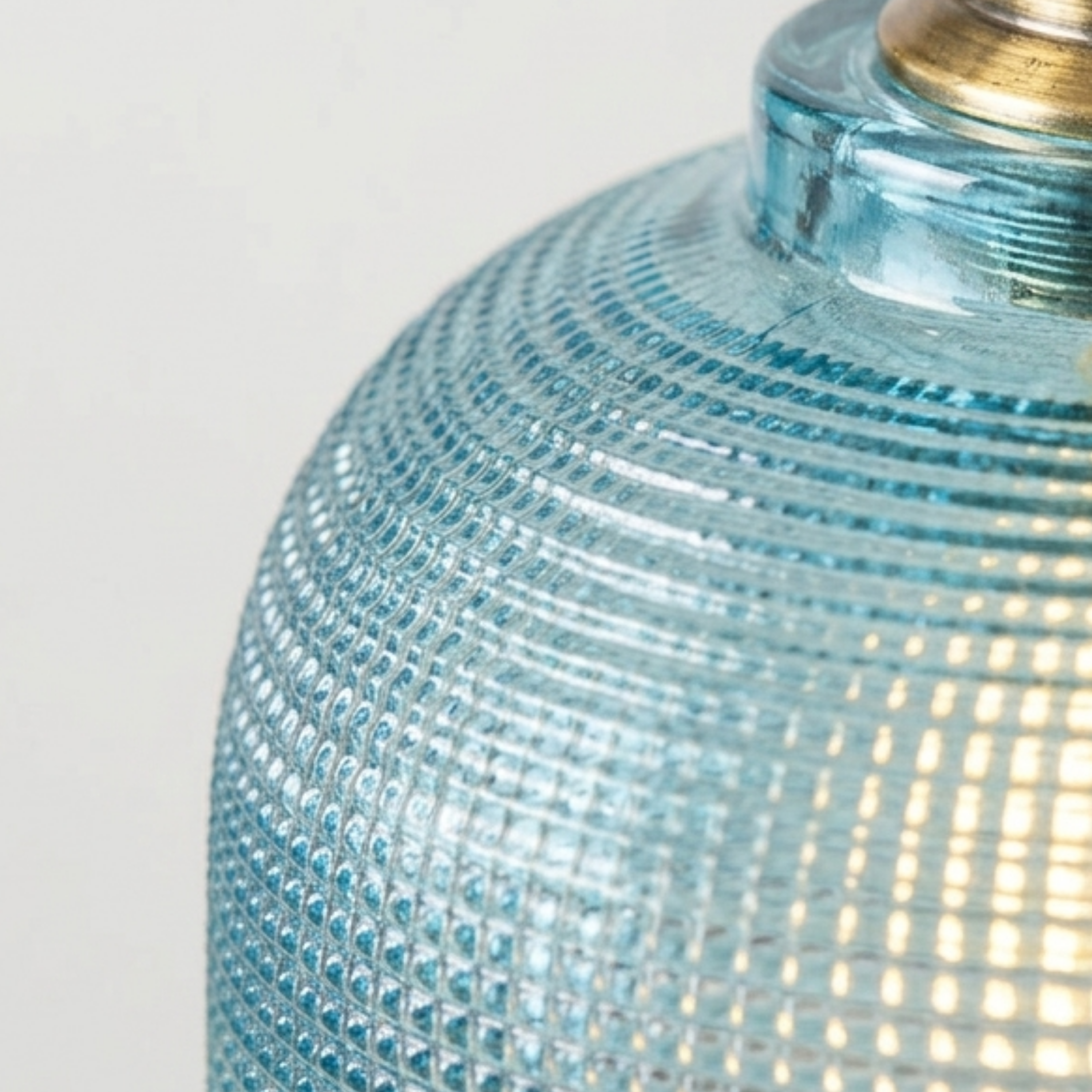 Vintage Tinted Glass Pendant Light Ribbed Bell Shade