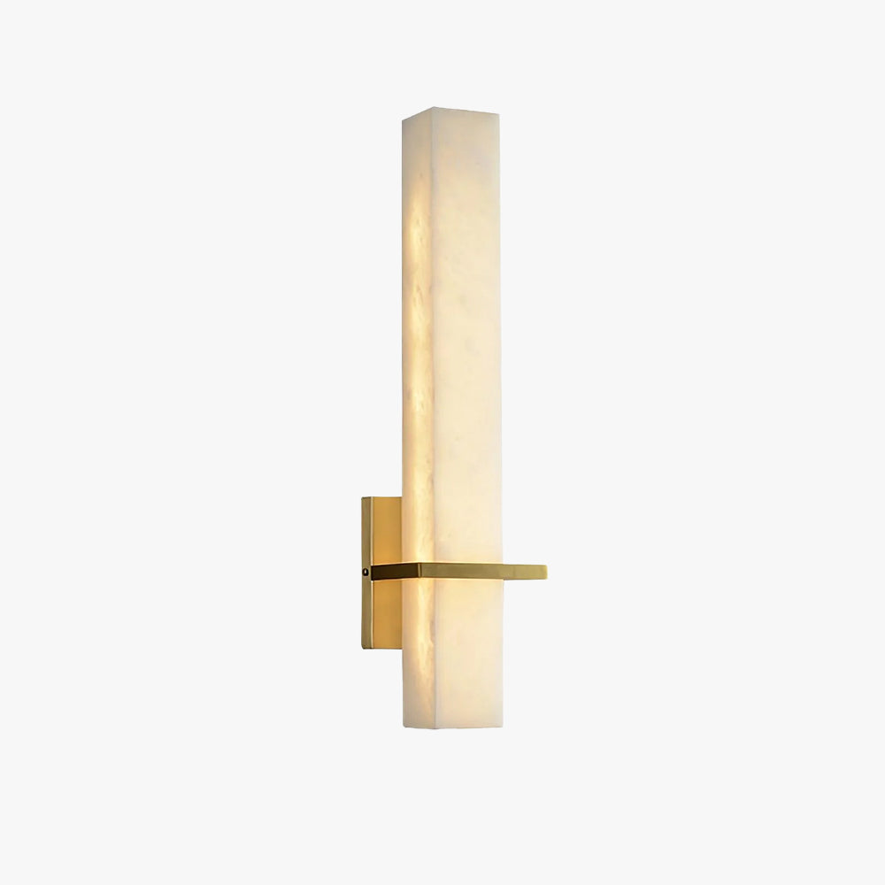White Alabaster Wall Light Brass Modern Cuboid Sconce