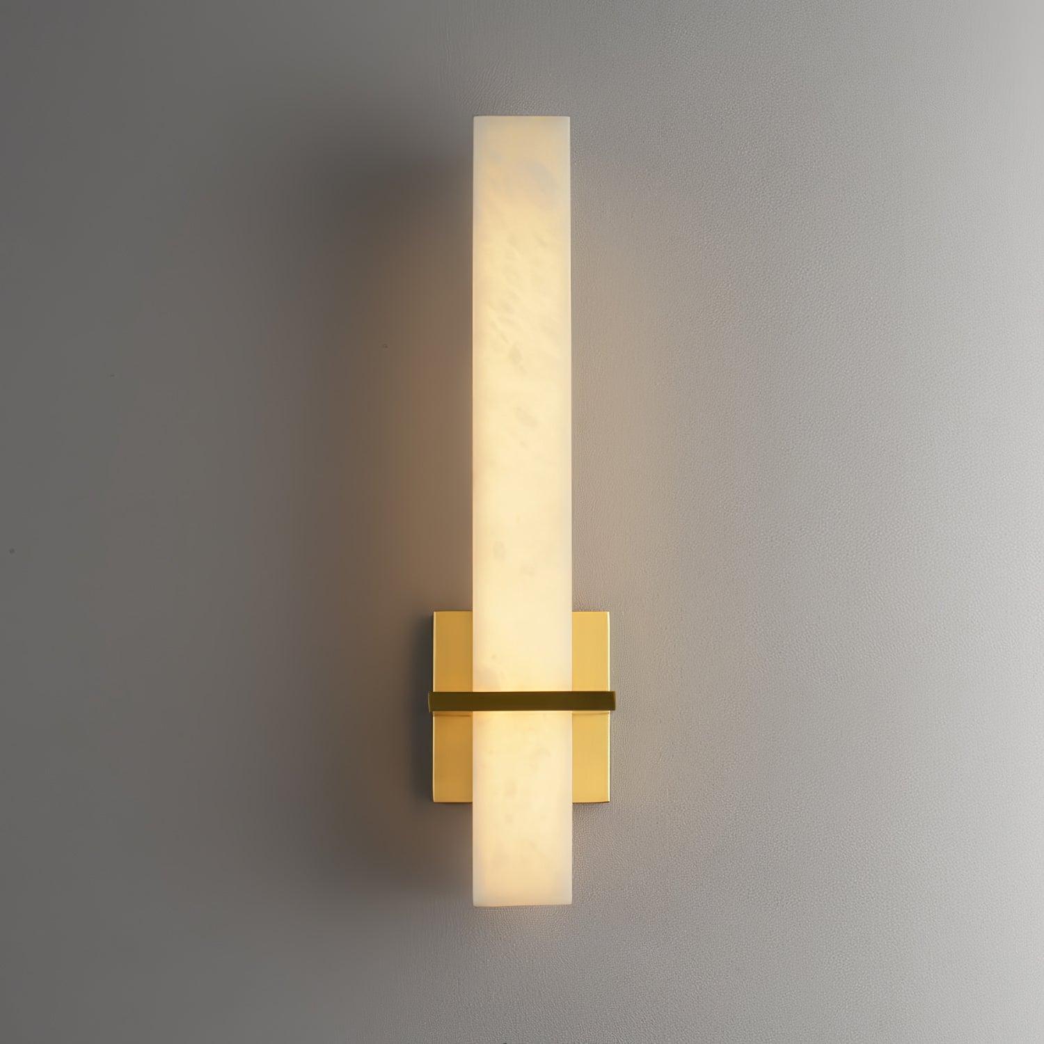 White Alabaster Wall Light Brass Modern Cuboid Sconce