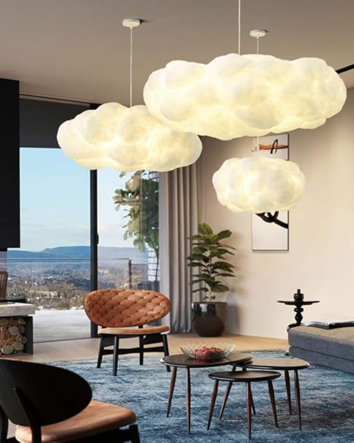 White Cloud Shaped Fibre Pendant Light with E27 Fitting