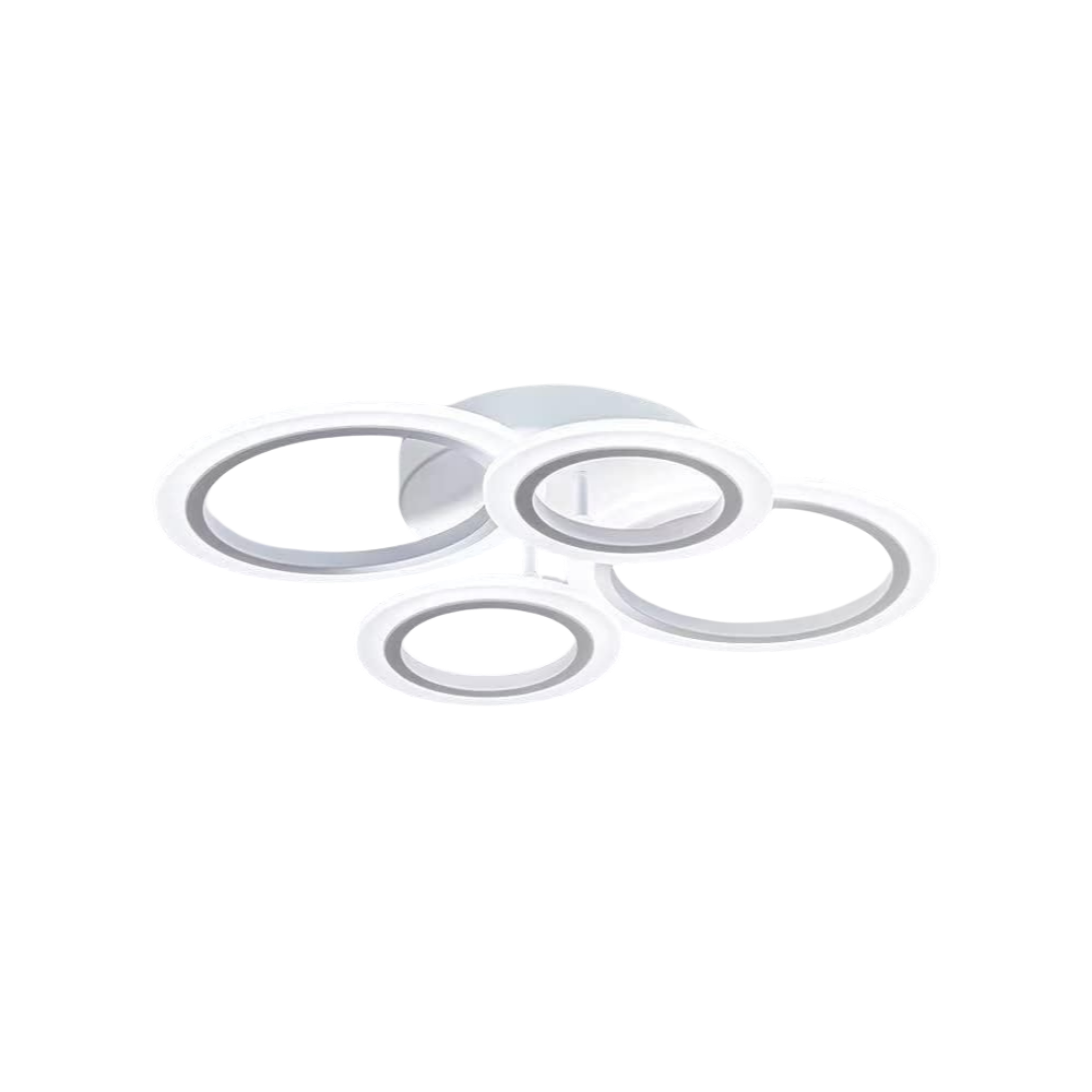 White Four Ring LED Flush Mount Ceiling Light Dimmable With Remote