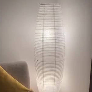 White Rice Paper Column Floor Lamp Nordic Japandi Paper Lantern Light