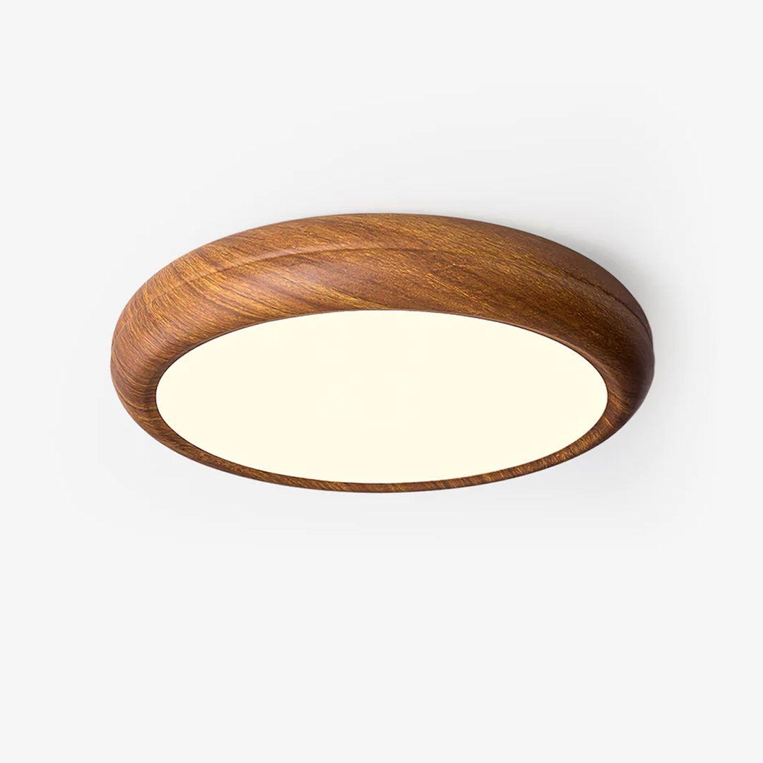 Wood Grain Round Flush Mount LED Ceiling Light Japandi Scandi