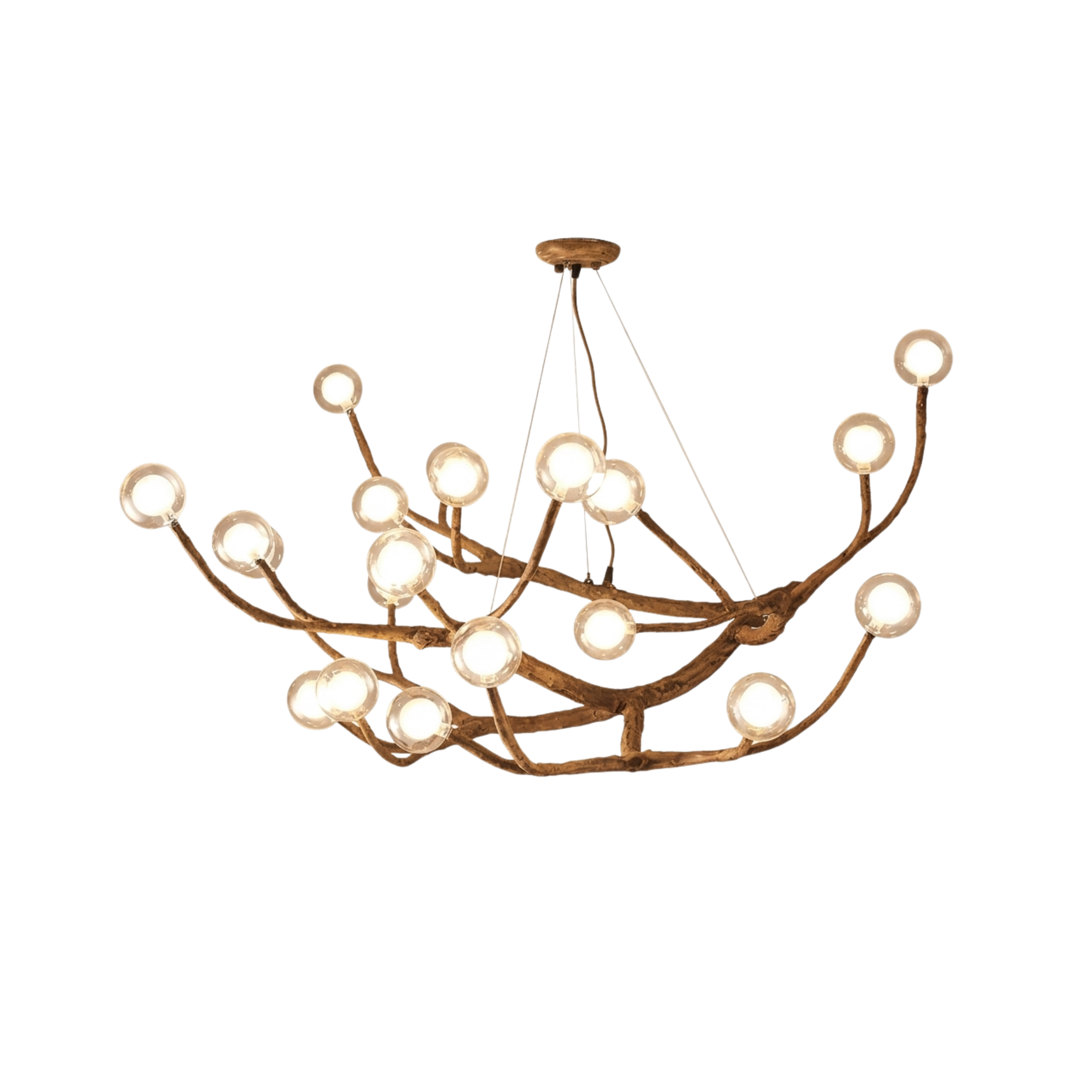 Wood Metal and Glass Branch Chandelier Tree Style Ceiling Light