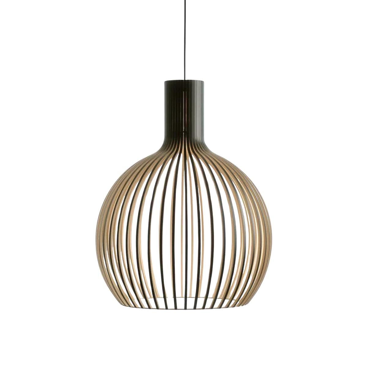 Wood Ribbed E27 Pendant Ceiling Light, view 3