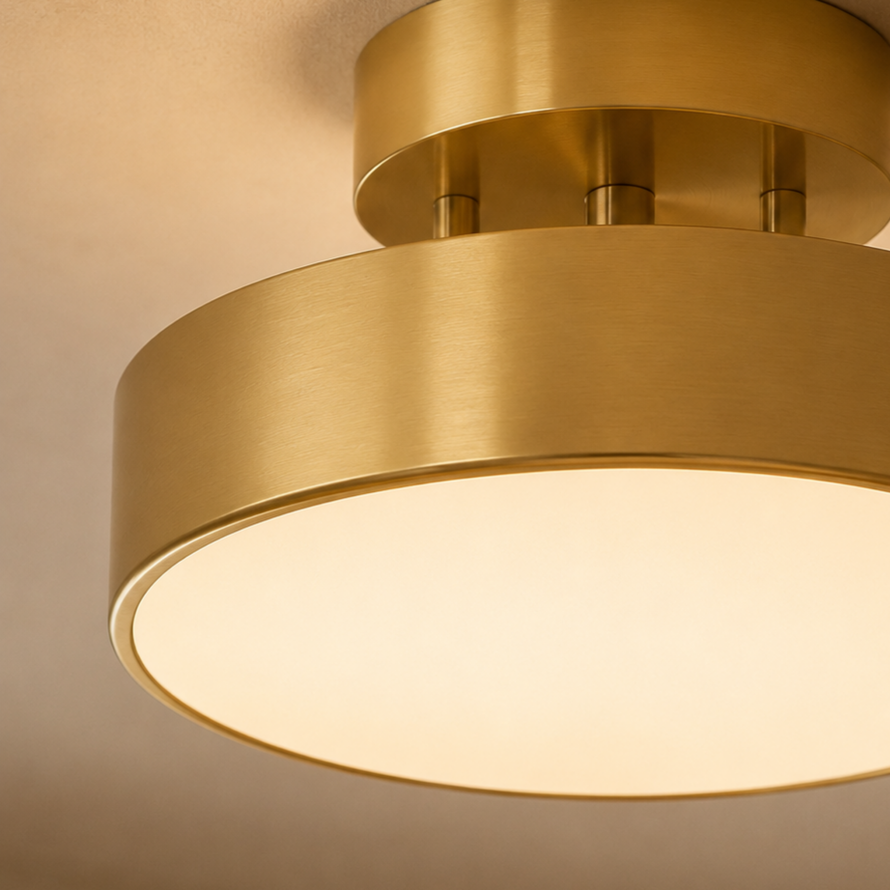 Wood Tone Round LED Flush Mount Ceiling Light Three Colour Switchable
