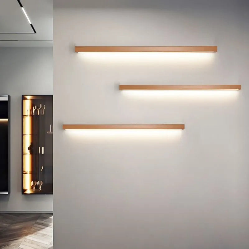 Wooden Linear Vanity Wall Light Mirror Bar Minimalist LED