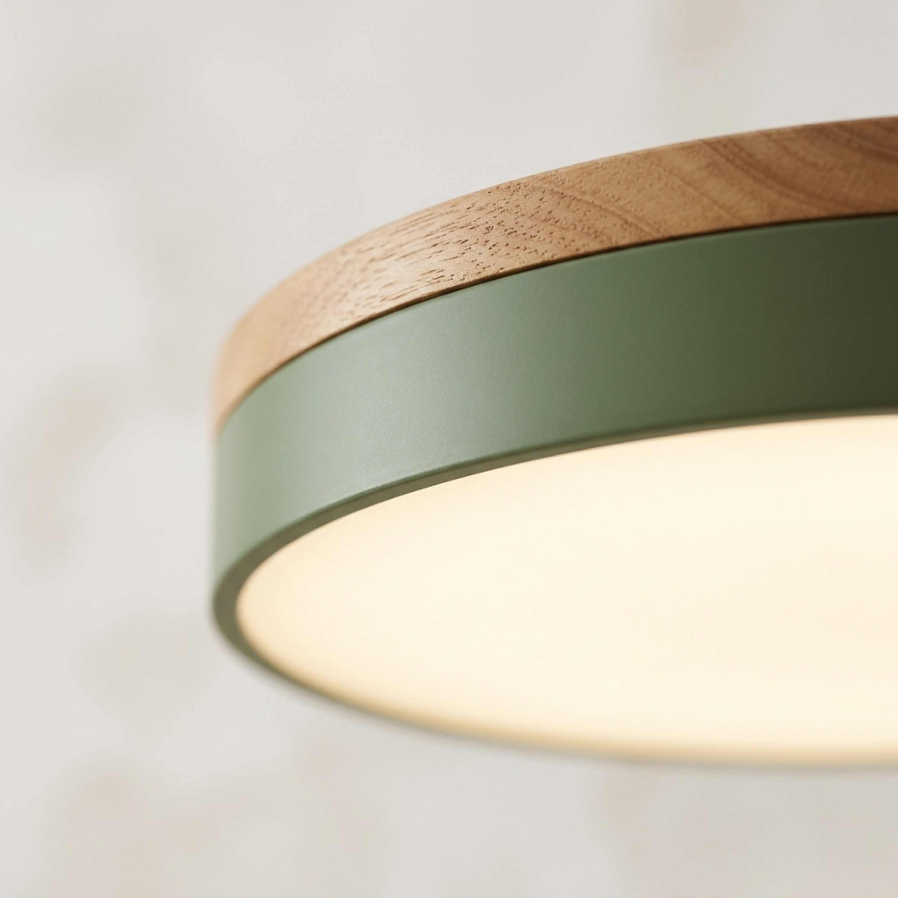 Round Wood Trim Flush Mount Ceiling Light